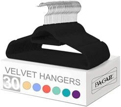 BAGAIL Velvet Hangers,Black Non Slip 360 Degree Swivel Hook Strong And Durable Clothes Hangers For Coats, Suit, Shirt Dress, Pants & Dress Clothes (Black/Silver, 30 Pack) -Songmics Furniture Shop 41oe4hCqb5L. AC