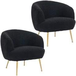 DUOMAY Modern Accent Chair With Ottoman, Sherpa Upholstered Barrel Chair With Footrest, Comfy Lounge Chair Single Sofa Armchair Club Chair For Living Room Bedroom Office, White -Songmics Furniture Shop 41ojaaE6WjL. AC