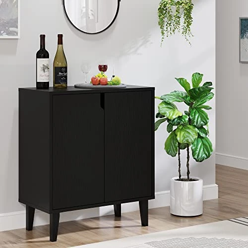 Panana 2 Door Kitchen Buffet Storage Cabinet Accent Console Table For Kitchen Dining Living Room Hallway Office (Black) 1 Panana 2 Door Kitchen Buffet Storage Cabinet Accent Console Table For Kitchen Dining Living Room Hallway Office (Black)