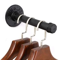 Sumnacon 2 Pcs 7.7 Inch Industrial Pipe Clothes Bar - Heavy Duty Rustic Metal Coat Hanger With Screws, Wall-Mounted Garment Holder Rack For Bedroom/Bathroom/Cabinet/Boutique/Clothing Store, Black