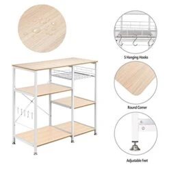 Vasitelan Kitchen Baker's Rack Utility Storage Shelf Microwave Stand 3-Tier+3-Tier Table For Spice Rack Organizer Workstation (Oak) -Songmics Furniture Shop 41opiR37KNL