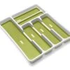 Addis Premium Anti-Slip Soft Base Drawer Cutlery Organiser Tray, White/Green