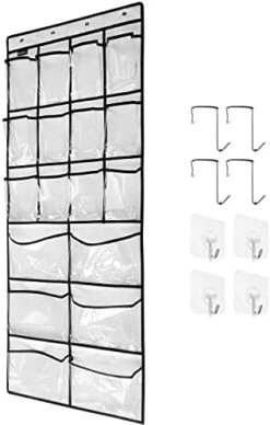 TidyMaster 2 Pack Extra Large Hanging Crystal Clear Over Door Shoe Organizers,closet Shoe Organizer Shoe Rack Organizer Shoe Storage,12+6Pockets,8+8Hooks,Gray (59"x 21.6") -Songmics Furniture Shop 41ov7K9FgPL. AC