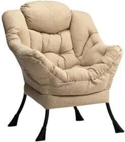 AbocoFur Modern Cotton Fabric Lazy Chair, Accent Contemporary Lounge Chair, Single Steel Frame Leisure Sofa Chair With Armrests And A Side Pocket, Thick Padded Back, Dark Atrovirens -Songmics Furniture Shop 41ow4N7qDML. AC