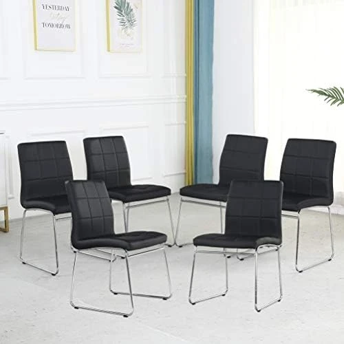 Modern Faux Leather Dining Chairs Indoor Use, Comfortable Kitchen Chairs With Chrome Legs For Kitchen, Living, Bedroom, Waiting Room Chairs, Dining Room Side Chairs Set Of 2 (Gray) 12 Modern Faux Leather Dining Chairs Indoor Use, Comfortable Kitchen Chairs With Chrome Legs For Kitchen, Living, Bedroom, Waiting Room Chairs, Dining Room Side Chairs Set Of 2 (Gray) - Image 12
