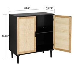 Finnhomy Sideboard Buffet Cabinet, Kitchen Storage Cabinet With Rattan Decorated Doors, Liquor Cabinet For Bar, Dining Room, Hallway, Cupboard Console Table, Accent Cabinet, 31.5X 15.8X 34.6 Inches -Songmics Furniture Shop 41oyfoytsbL