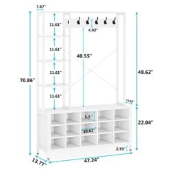 Tribesigns Entryway Bench With Coat Rack Hall Tree With Bench And Shoe Storage Shelves, Modern Mudroom Bench With Shoe Storage And Coat Rack Hooks, Furniture For Hallway, Bedroom -Songmics Furniture Shop 41oz4wKK3FL