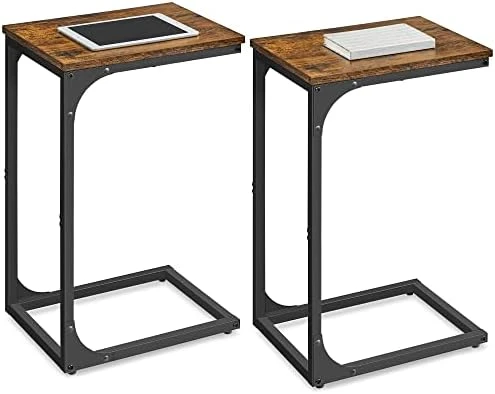 VASAGLE C-Shaped End Table, Small Side Table For Couch, Sofa Table With Metal Frame For Living Room, Bedroom, Bedside, Rustic Brown And Black 8 VASAGLE C-Shaped End Table, Small Side Table For Couch, Sofa Table With Metal Frame For Living Room, Bedroom, Bedside, Rustic Brown And Black - Image 8