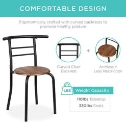 Best Choice Products 3-Piece Wooden Round Table & Chair Set For Kitchen, Dining Room, Compact Space W/Steel Frame, Built-in Wine Rack - Black/Brown -Songmics Furniture Shop 41p3GpYfRrL