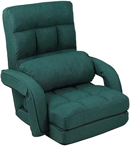 FLOGUOR Indoor Floor Gaming Chairs For Adults With Back Support,Chaise Lounge, 42-Position Folding Lazy Sofa With Pillow For Living Room, Bedroom, Balcony(Grey) 8803GR 8 FLOGUOR Indoor Floor Gaming Chairs For Adults With Back Support,Chaise Lounge, 42-Position Folding Lazy Sofa With Pillow For Living Room, Bedroom, Balcony(Grey) 8803GR - Image 8