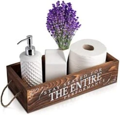 Bathroom Decor Box, 2 Sides With Funny Sayings -Perfect For Farmhouse Bathroom Decor, Rustic Bathroom Decor, Funny Toilet Paper Holder - Rustic White -Songmics Furniture Shop 41p4hA3OA1L. AC