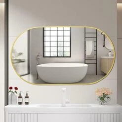 COFENY Oval Mirror, 17"x30" Black Bathroom Mirror With Metal Frame, Wall Mount Mirrors Decor For Bedroom Living Room、Entryway Hangs Horizontal Or Vertical -Songmics Furniture Shop 41p6Lf cdL. AC