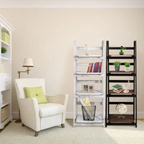 GENERIC 4-Tier Wooden Ladder Shelf - Foldable Bookcase Storage Rack - Foldable Wooden Ladder-Plant Shelf (Grey) 3 GENERIC 4-Tier Wooden Ladder Shelf - Foldable Bookcase Storage Rack - Foldable Wooden Ladder-Plant Shelf (Grey) - Image 3