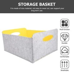 Magazine Basket Felt Storage Basket Box Foldable Organizer Basket Open Storage Bins Boxes With Handle For Magazine Books Newspaper Sundries Yellow Clothes Storage Organizer -Songmics Furniture Shop 41p9qGKDNLL