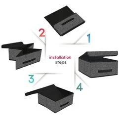 Onlyeasy Foldable Storage Bins Cubes Boxes With Lid - Storage Box Cube Cubby Basket Closet Organizer Pack Of Two With Leather Handles For Closet Bedroom, 13"x13", Black, 8MXALB2P -Songmics Furniture Shop 41pAmkoTA1L