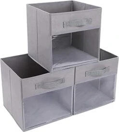 DIMJ Cube Storage Bins, 3 Packs Clear Window Fabric Storage Bin Organizer For Closet Shelves Home Storage Cubes Organizer With Handles -Songmics Furniture Shop 41pDrUXYJL. AC