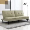 IULULU Futon Sofa Bed, Modern Convertible Armless Sleeper Couch Daybed For Studio, Apartment, Office, Small Space, Compact Living Room, Sage Grey