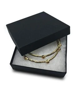 The Display Guys – Cardboard Jewelry Boxes With Cotton – 100 Pack – Matte Black – #33 (3 1/2" X 3 1/2" X 1")
