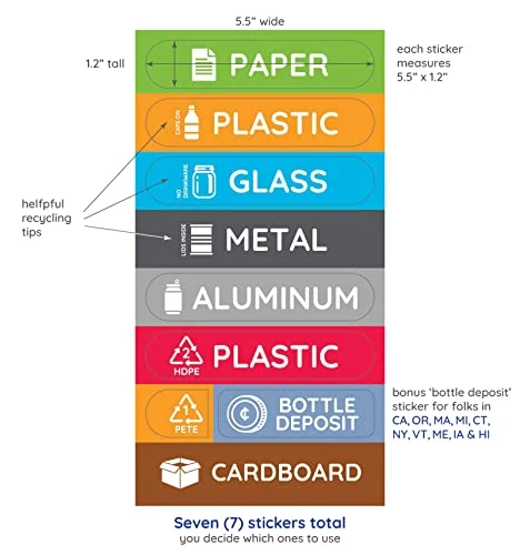 Recycling Rules 6 Gallon Stackable Recycling Bin Container In Blue, Eco-Friendly BPA-Free Handy Recycler With Handle, 6-Pack With Stickers 2 Recycling Rules 6 Gallon Stackable Recycling Bin Container In Blue, Eco-Friendly BPA-Free Handy Recycler With Handle, 6-Pack With Stickers - Image 2