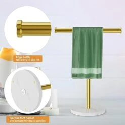 Blemoacha Towel Rack,T Shape Freestanding Towel Racks For Bathroom,Organizer Countertop Hand Towels Stand,Kitchen Vanity Marble Plinth Towel Holder,304 Stainless Steel Towel Bar (Ti Gold) -Songmics Furniture Shop 41pQVx082tL