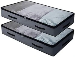 AMJ 3 Pack Underbed Storage Bags, Transparent Zip Lid Under Bed Storage Bags, Foldable Under-Bed Storage Bags And Containers, Dark Gray -Songmics Furniture Shop 41pSjJjgBtL. AC