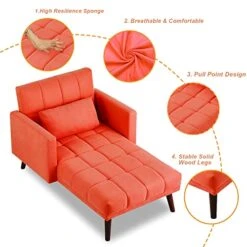 AWQM Convertible Chair Bed Sleeper,3-in-1 Futon Sofa Bed Chair With Adjustable Backrest,Tufted Velvet Chaise Lounge Sofa Bed Couch, Sleeper Chair Recliner Sofa Chair For Small Space,Red -Songmics Furniture Shop 41pTbLJfANL 1