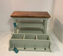 Hallway Mud Room Foyer Bench 30 Inch With Second Shoe Shelf And Matching Coat Rack Cubbie