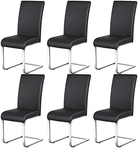 Yaheetech 6PCS Dining Chairs Armless Side Chairs Modern Kitchen Chairs With Faux Leather Seat, Metal Legs And High Back For Dining Room, Kitchen, Living Room, White 7 Yaheetech 6PCS Dining Chairs Armless Side Chairs Modern Kitchen Chairs With Faux Leather Seat, Metal Legs And High Back For Dining Room, Kitchen, Living Room, White - Image 7