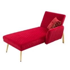 XIMEIX Stylish And Comfortable Beige Convertible Futon Sofa Bed Gold Metal Feet 66" Velvet Sofa Modern And Sleek, Rose Red -Songmics Furniture Shop 41piXFQQq5L