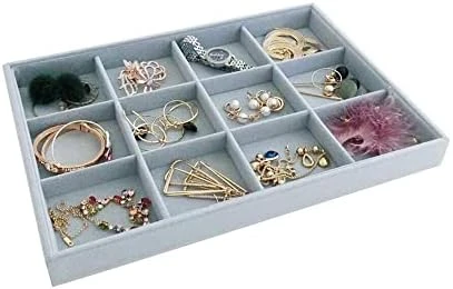 Svea Display Large Grey Premium Quality Velvet Glasses Tray Display Storage With Rearrangeable Compartments Stackable Jewelry Organizer 7 Svea Display Large Grey Premium Quality Velvet Glasses Tray Display Storage With Rearrangeable Compartments Stackable Jewelry Organizer - Image 7