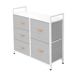 AZL1 Life Concept 3 Drawers Fabric Dresser Storage Tower, Light Grey & Storage Dresser Furniture Unit - Large Standing Organizer Chest, Light Grey -Songmics Furniture Shop 41pqBfJmtpL