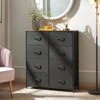 Somdot Dresser For Bedroom With 8 Drawers, 4-Tier Wide Storage Chest Of Drawers With Removable Fabric Bins For Closet Nursery Bedside Living Room Laundry Entryway Hallway, Black/Rustic Brown