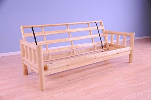 Clearwater Creek Outfitters Northwoods Lodge Log Futon Frame In Natural Wood With 8" Ultra Suede Innerspring Mattress (Suede Peat) 3 Clearwater Creek Outfitters Northwoods Lodge Log Futon Frame In Natural Wood With 8" Ultra Suede Innerspring Mattress (Suede Peat) - Image 3