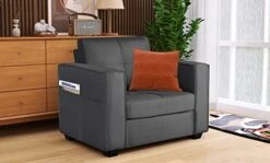 TYBOATLE Modern Living Room Sectional Sofa Sets 2 Piece, 65” W Tufted Mid-Century Loveseat Couch W/ 2 USB Charging Ports And Comfy Accent Arm Chairs For Small Space, Apartment, Office (Dark Grey) -Songmics Furniture Shop 41pukTA9deL