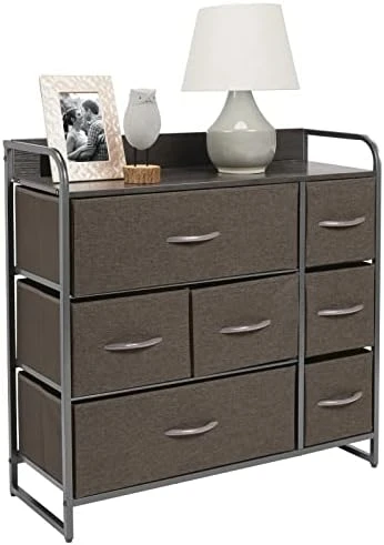 MDesign 30.9" High Steel Frame/Wood Top Storage Dresser Furniture Unit With 7 Removable Fabric Drawers - Large Bureau Organizer For Bedroom, Living Room, Closet - Multi-Color/Espresso Brown 7 MDesign 30.9" High Steel Frame/Wood Top Storage Dresser Furniture Unit With 7 Removable Fabric Drawers - Large Bureau Organizer For Bedroom, Living Room, Closet - Multi-Color/Espresso Brown - Image 7