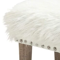 White Faux Fur Ottoman Bench Upholstered Bench For Bedroom/Living Room/Entryway Decorative Accent Bench With Wood Legs -Songmics Furniture Shop 41q44ffiebL
