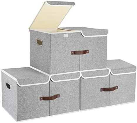 TYEERS Extra Large Collapsible Storage Bins With Lids And Compartments, Organizing Bins For Closet Storage, Clothes Storage, Cube Organizer For Home Office Storage - 2 Pack - Black 9 TYEERS Extra Large Collapsible Storage Bins With Lids And Compartments, Organizing Bins For Closet Storage, Clothes Storage, Cube Organizer For Home Office Storage - 2 Pack - Black - Image 9