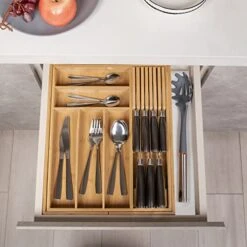 TIOPGHAD Bamboo-Silverware-Drawer-Organizer-Kitchen, Expandable Utensil Holder Cutlery Tray Flatware Organization Adjustable Wood Tableware Dividers Storage (with Removable Knife Block) 9 TIOPGHAD Bamboo-Silverware-Drawer-Organizer-Kitchen, Expandable Utensil Holder Cutlery Tray Flatware Organization Adjustable Wood Tableware Dividers Storage (with Removable Knife Block) -Songmics Furniture Shop 41q9B7ZwCcL