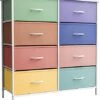 Sorbus Kids Dresser With 8 Drawers - Furniture Storage Chest Tower Unit For Bedroom, Hallway, Closet, Office Organization - Steel Frame, Wood Top, Tie-dye Fabric Bins (Pastel 2)