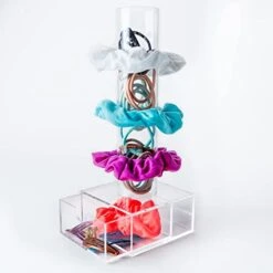 Talltoise Scrunchie Holder Stand And Bracelet Organizer, Friendship Bracelet Holder, Best Gift For Girls, Teens Bedroom VSCO Girl Stuff - Built With Storage Drawer For Hair Accessories Storage- 11 In