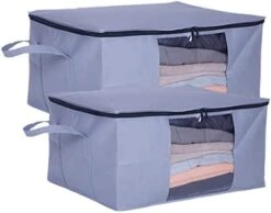 Wismart Large Capacity Zippered Clothes Storage Bags With Plastic Clear Window And Durable Handles Great For Seasonal Storage, Bedding, Blankets ,Foldable With Sturdy Zipper, 4 Pack, Green (Large, Green-4Pack) -Songmics Furniture Shop 41qDD9r8IrL. AC