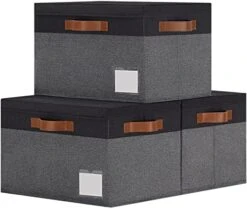 GhvyenntteS Storage Bins [3-Pack] Large Foldable Storage Baskets For Shelves, Sturdy Fabric Cube Storage Bins With 3 Handles For Closet Nursery Cabinet Living Room (Grey, 15" X 11" X 9.6") -Songmics Furniture Shop 41qDSuWyH L. AC
