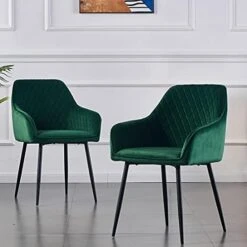 KEIVVAKN Velvet Dining Chairs Set Of 4 Green Velvet Upholstered Chairs For Dining Room Modern Tufted Dining Chair With Arms -Songmics Furniture Shop 41qDsoeC2vL. AC