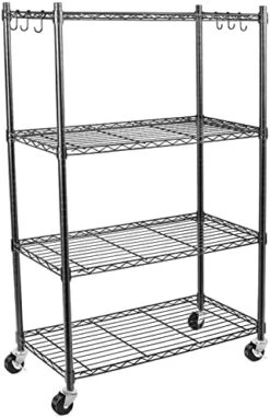 WDT 5-Shelf Shelving Units On Wheels Casters, Adjustable Heavy Duty Metal Shelf Wire Storage Rack For Home Office Garage Kitchen Bathroom Organization(16”Wx36”Dx75”H), Black -Songmics Furniture Shop 41qEe a54tL. AC