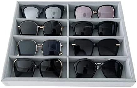 Svea Display Large Grey Premium Quality Velvet Glasses Tray Display Storage With Rearrangeable Compartments Stackable Jewelry Organizer 11 Svea Display Large Grey Premium Quality Velvet Glasses Tray Display Storage With Rearrangeable Compartments Stackable Jewelry Organizer - Image 11
