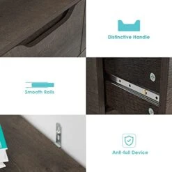 URKNO Modern 6 Drawer Dresser, Double Chest Of Drawers With Storage, 3+3 Clothing Organizer With Cut-Out Handle, Dresser Chest, Wood Storage Cabinet For Living Room, Bedroom, Hallway, Dark Brown -Songmics Furniture Shop 41qGPZrkdnL