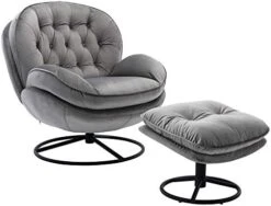 LoLado Velvet Chaise Lounge Indoor Cozy Oversized Swivel Reading Chair With Footrest, Yellow -Songmics Furniture Shop 41qXGH3Ii9L. AC