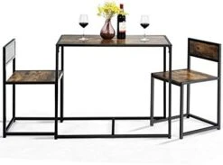 Giantex 3 Piece Dining Set, Industrial Dining Table With 2 Chairs, Small Kitchen Table Set With Metal Frame, Compact Bistro Table Set, Pub Breakfast Table For Small Space, Apartment (Antique) -Songmics Furniture Shop 41qaQPA0U2L. AC