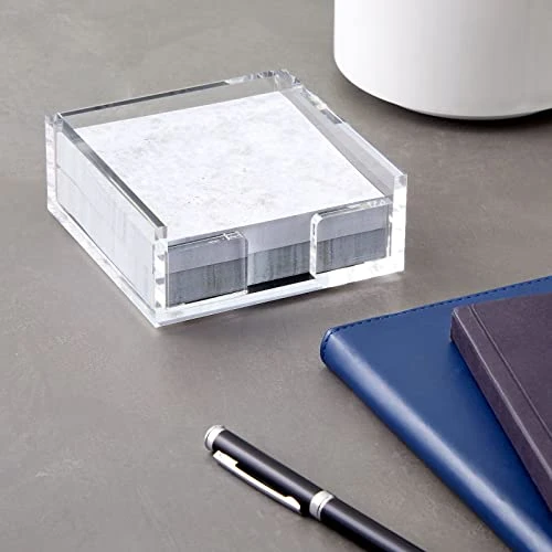 Clear Acrylic Sticky Note Dispenser And Notepad Holder For Desk Accessories (4x4 In) 2 Clear Acrylic Sticky Note Dispenser And Notepad Holder For Desk Accessories (4x4 In) - Image 2