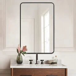 30 X 40 Bathroom Mirror Large Black Wall Mirror Rectangle Wall Mounted Mirror Metal Framed Mirror For Hanging Vertical Or Horizontal, Rounded Corner -Songmics Furniture Shop 41qeYdtYlxL